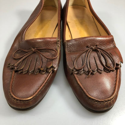 フェラガモ タッセルローファー レザー 3310 カーフ キルト ブラウン サイズUK7EE Ferragamo 約25.5cm【AFC47】
