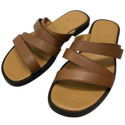 ジェイエムウエストン サンダル ダブルV ミュール ブラウン サイズ8 メンズ J.M.WESTON  約26.5cm【LA】【中古】