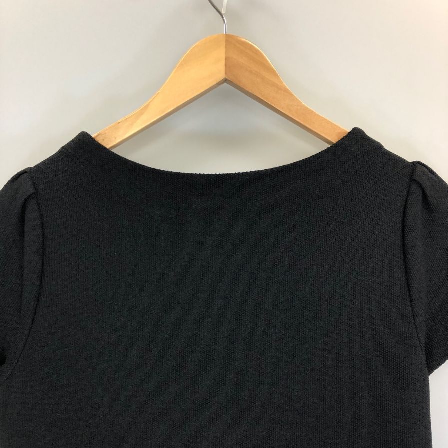 美品◆ルネ ワンピース 半袖 レーヨン フレア 6622510 ブラック レディース サイズ38 Rene 【AFB4】