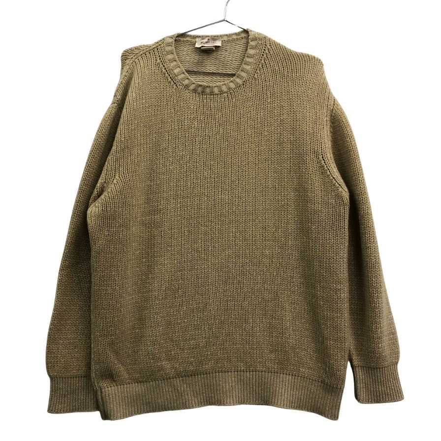美品◆エルメネジルドゼニア ニットセーター カシミヤ100% クルーネック ベージュ系 サイズ50 メンズ Ermenegildo Zegna 【AFB41】