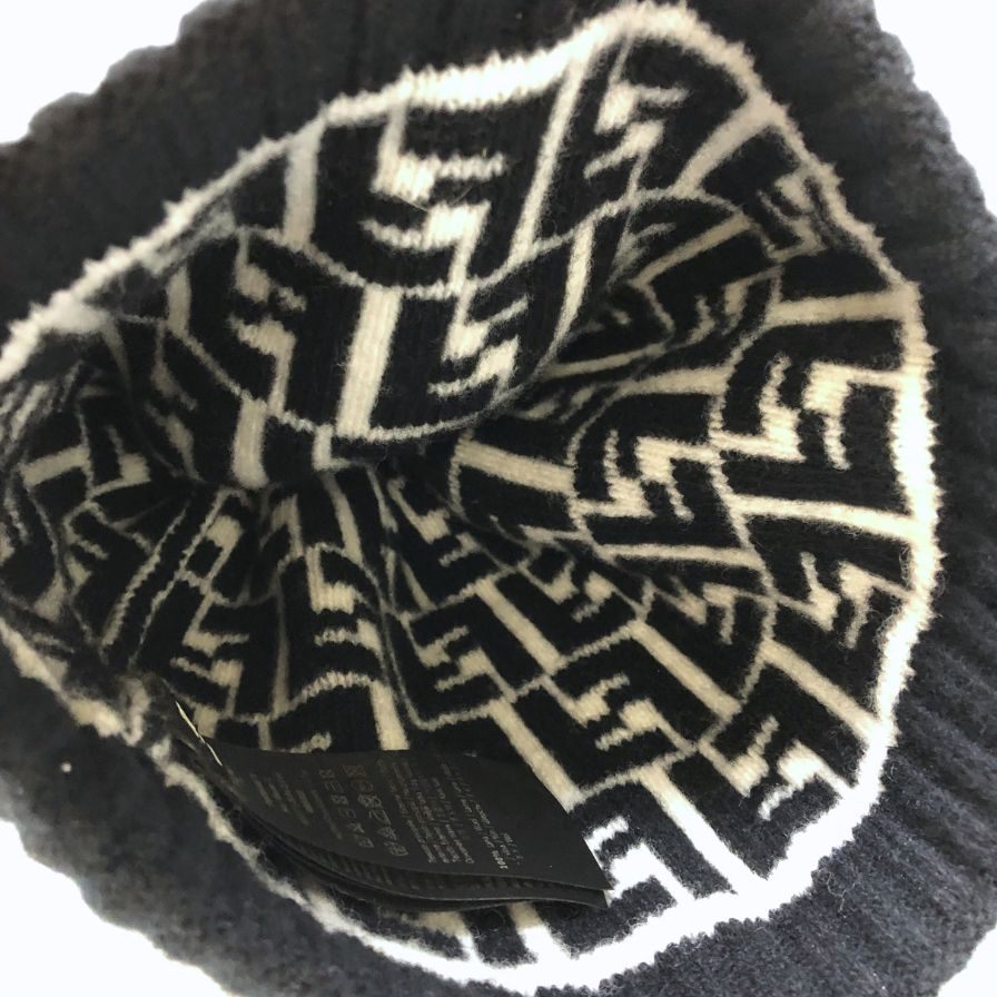 フェンディ ニット帽 ニットキャップ ブラック系 総柄 FENDI【AFI21】
