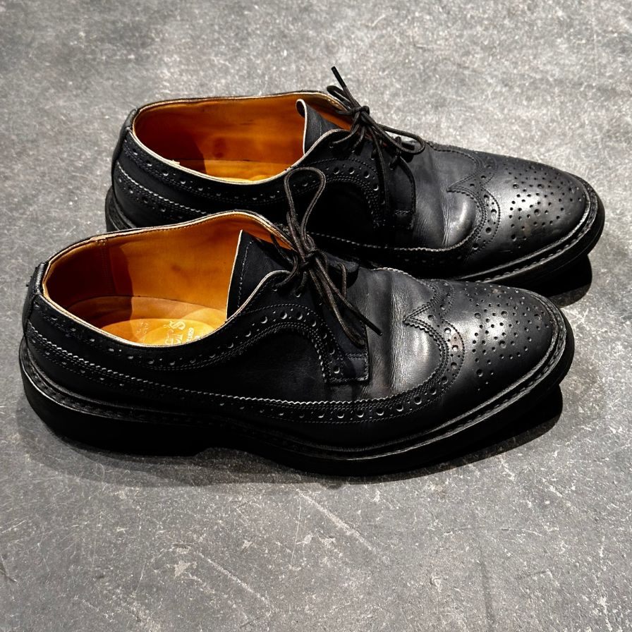 トリッカーズ レザーシューズ ロングウイングチップ M5164 ネイビー メンズ サイズUK7 Tricker’s ビジネスシューズ 約25.5cm【LA】【中古】