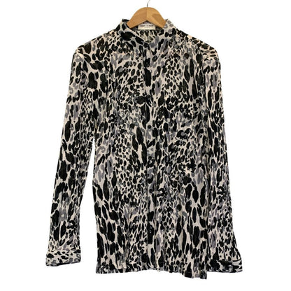 美品◆サンローラン シャツ 長袖 20SS 599291 コットン シルク レオパード シースルー プリーツ加工 メンズ サイズ38 ホワイト系 SAINT LAURENT 【AFB1】