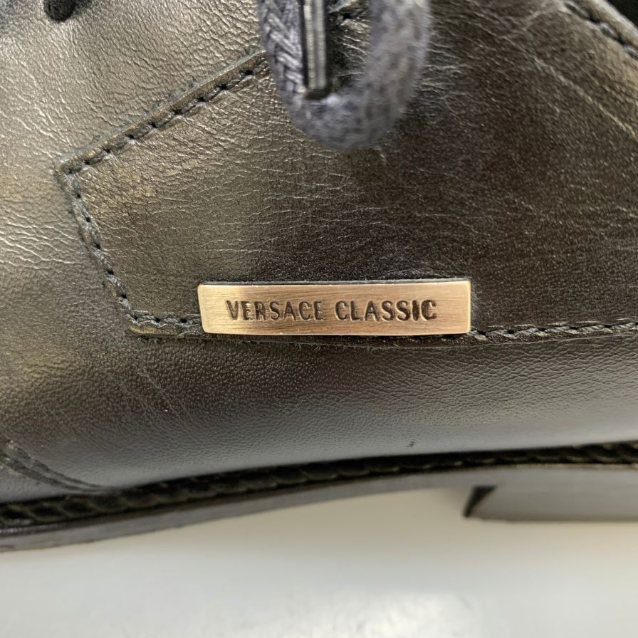 ヴェルサーチ クラシック レザーシューズ ブラック メンズ サイズ 40.5 VERSACE CLASSIC 約25.5cm【AFC41-2】