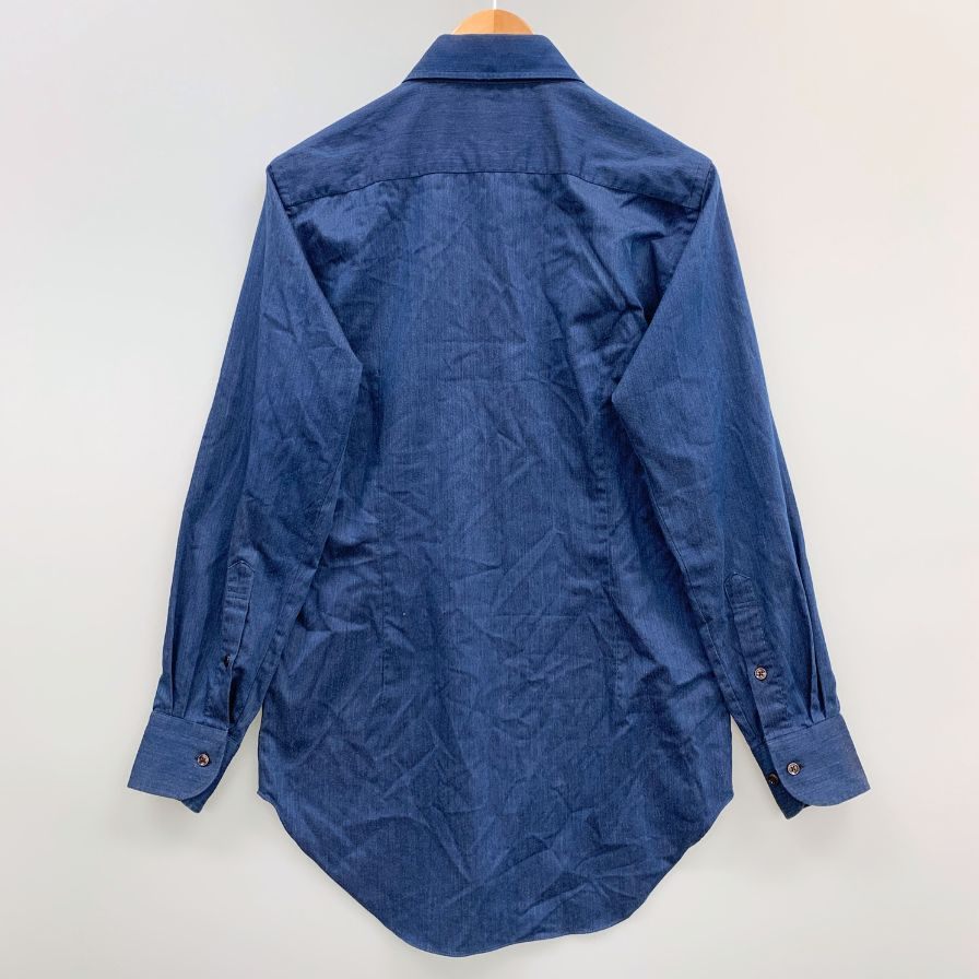 美品◆サルトリアデルグロッソ シャツ ポリエステル メンズ ブルー サイズ39-82 SARTORIA DEL GROSSO 【AFB7】