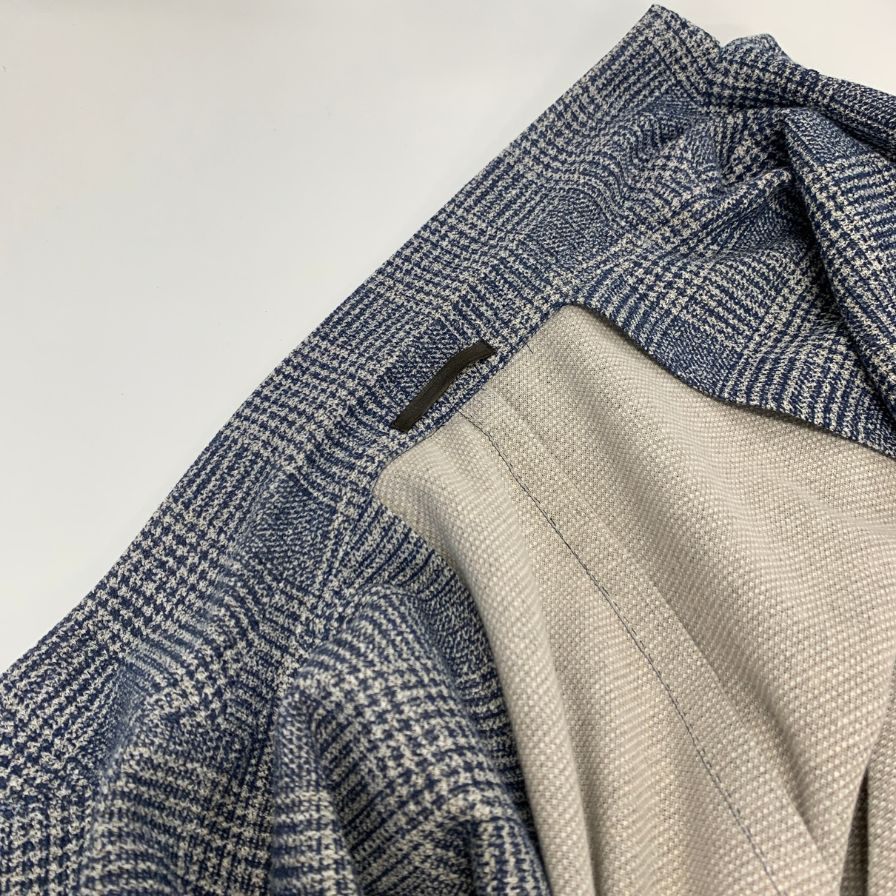 美品◆マッキントッシュ ロンドン コットン混合 テイラードジャケット ラニフィーチョ ローマ生地 メンズ サイズ 36 チェック ブルー系 MACKINTOSH LONDON 【AFA18】