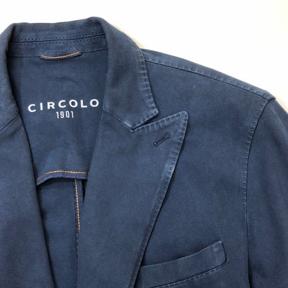 中古◆チルコロ 6Bダブル コットン ジャージー ジャケット ネイビー 50サイズ CIRCOLO 【AFB32】