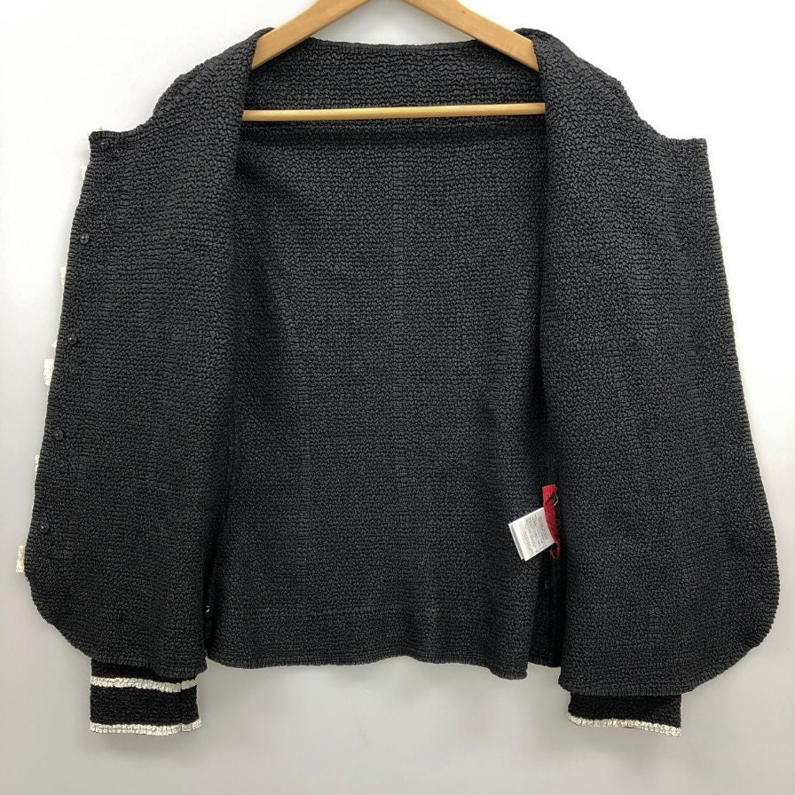 中古◆ノコオーノ プリーツ加工 リボン付きジャケット ブラック サイズ38 レディース NOKO OHNO 【AFB9】