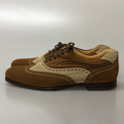 ステファノブランキーニ スエード 外羽根 フルブローグ 3508 メンズ サイズ8.5 ブラウン×ベージュ STEFANO BRANCHINI 約27.5cm【PTM3】