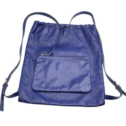 エムエムシックス マルタンマルジェラ レザー ナップサック S41WA0003 ネイビー 牛革 巾着 バッグ MM6 Maison Margiela【AFE6】