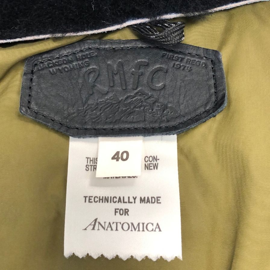 美品◆ロッキーマウンテン フェザーベッド×アナトミカ ダウンベスト カーフレザー メンズ サイズ40 ブラック Rocky Mountain Featherbed×ANATOMICA 【AFA8】