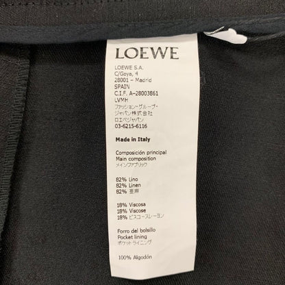 ロエベ ワイドパンツ サイドプリーツ リネン ブラック レディース サイズ38 LOEWE 【AFB30】