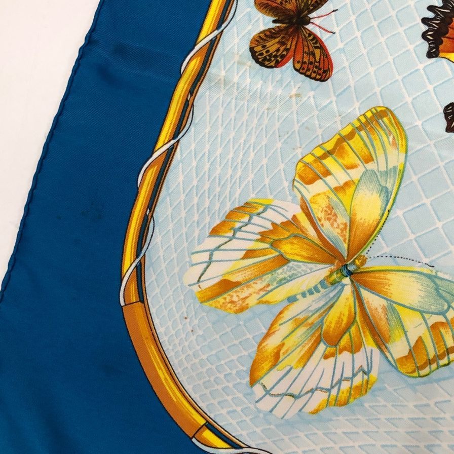 エルメス スカーフ カレ 90 プロヴァンス地方の踊り ブルー HERMES【AFI19-2】