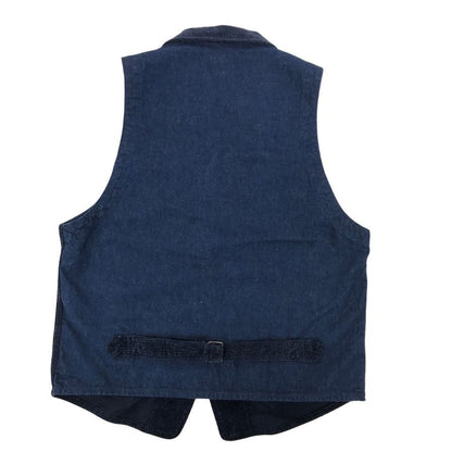 新品同様◆ブルードガーメンツ 4Bベスト スチールボタン コットン100% 日本製 メンズ サイズ40 ブルー BLUED GARMENTS 【AFB20】