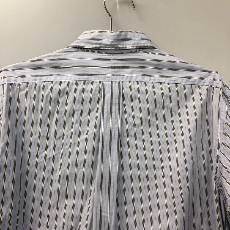 美品◆ラルフローレン ボタンダウンシャツ 90S ストライプ ブルー系 メンズ サイズL Ralph Lauren 【AFB51】