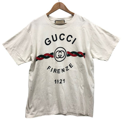 中古◆グッチ 半袖Tシャツ プリント FIRENZE 1921 ホワイト メンズ サイズS GUCCI 【AFB23】