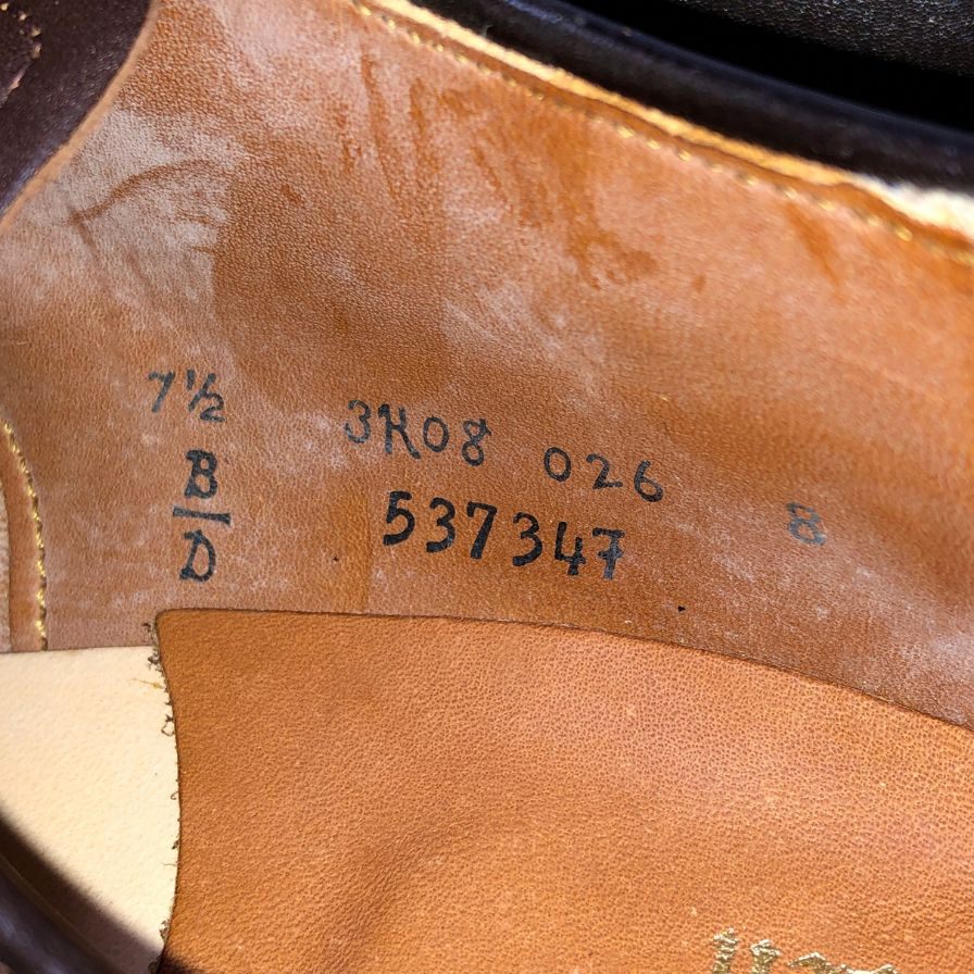 オールデン マーガレットハウエル別注 53734  プレーントゥ カーフ ブラウン メンズ サイズUS7.5D ALDEN ビジネスシューズ 約25.5cm【LA】【中古】
