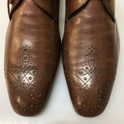 プラダ メダリオン ウイングチップ レザーシューズ ブラウン系 メンズ サイズ6 PRADA 約25.0cm【AFD2】