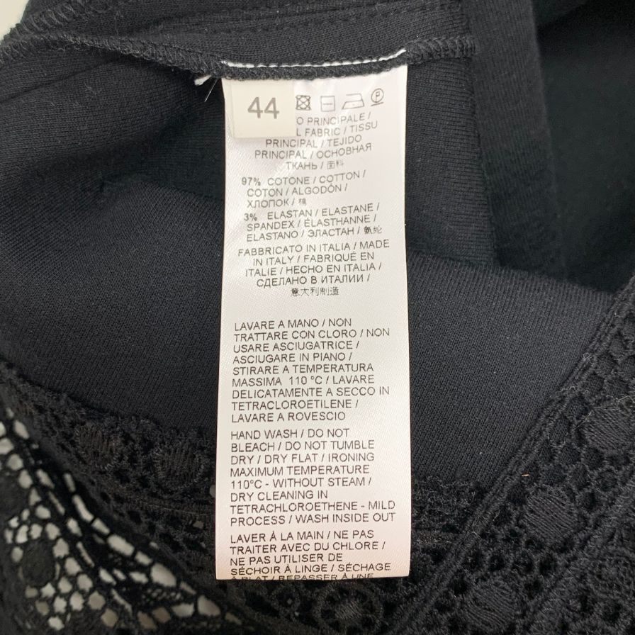 極美品◆エルマノ シェルビーノ 半袖レースしらいトップス イタリア製 レディース サイズ44 ブラック ERMANNO SCERVINO 【AFB12】