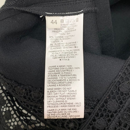 極美品◆エルマノ シェルビーノ 半袖レースしらいトップス イタリア製 レディース サイズ44 ブラック ERMANNO SCERVINO 【AFB12】