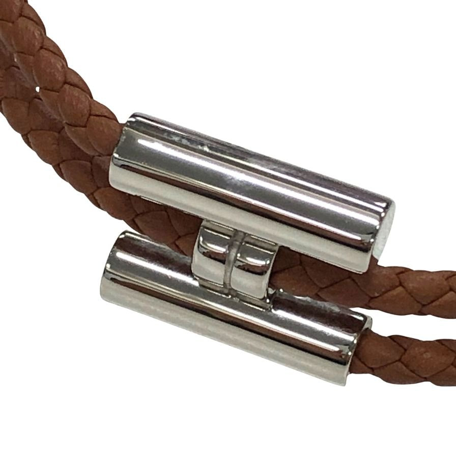 エルメス トゥルニ トレッセ レザー シルバー×ブラウン メンズ HERMES