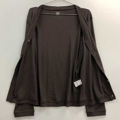 美品◆スリードッツ コットン カーディガン USA製 ブラウン メンズ サイズT1 THREE DOTS 【AFB43】