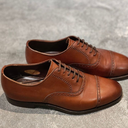 グレンソン レザーシューズ 33108 マスターピース パンチドキャップトゥ 91ラスト カーフ ブラウン サイズUK6.5D メンズ GRENSON ビジネスシューズ 約25.0cm【LA】【中古】