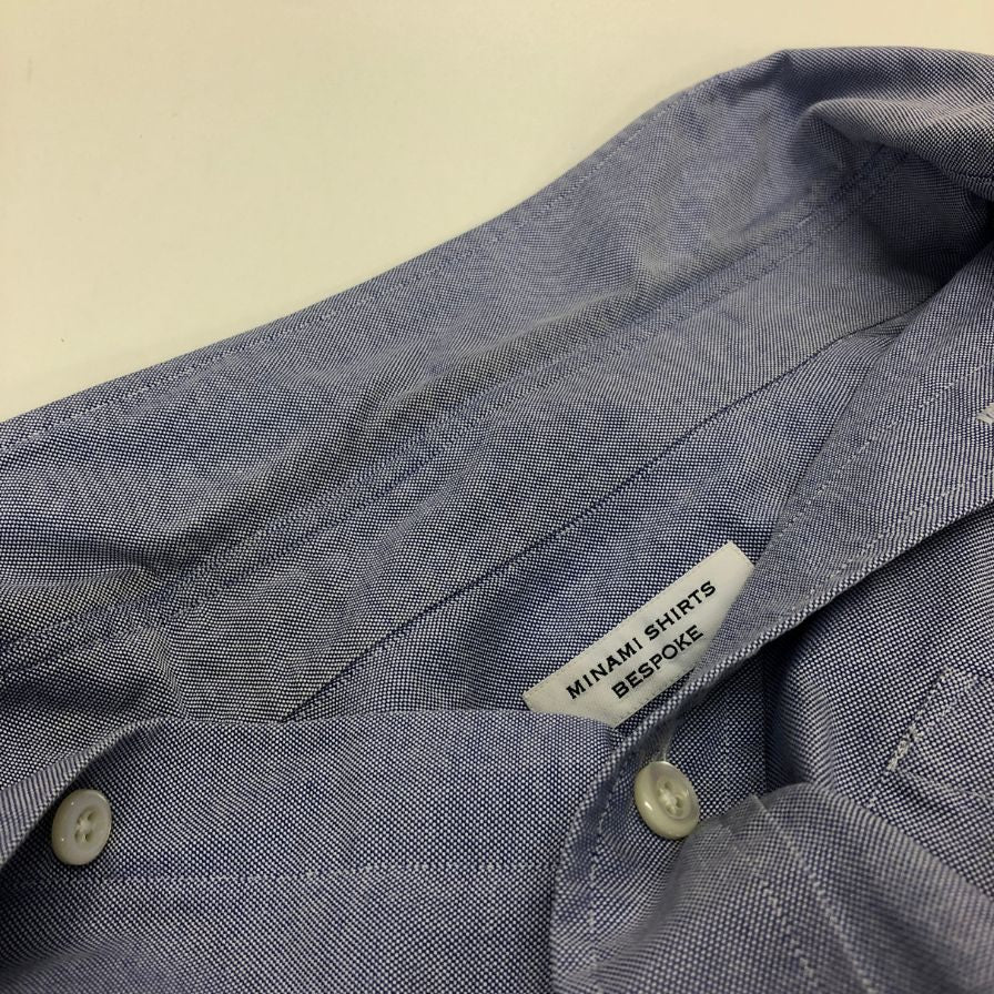 美品◆ミナミシャツ 南シャツ ワイシャツ コットン ビスポーク メンズ サイズ表記無し ブルー系 MINAMI SHIRTS 【AFB7】