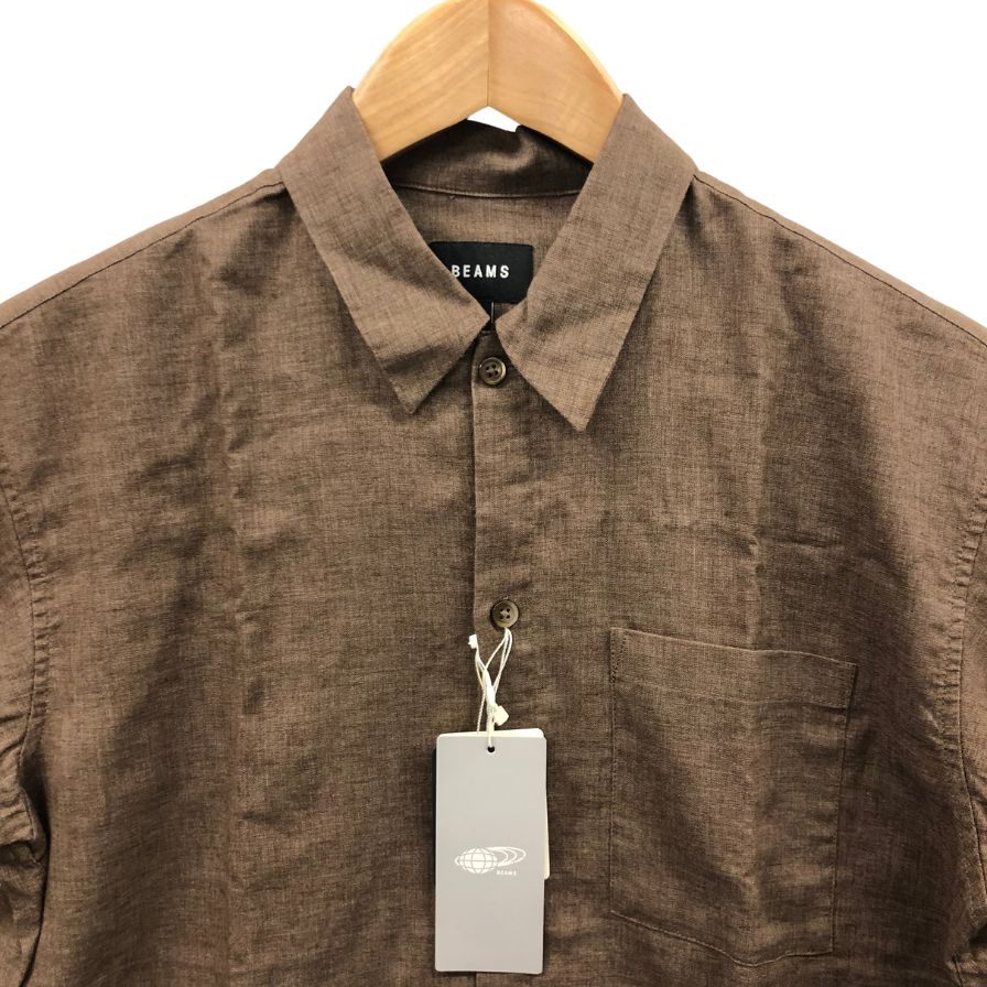 極美品◆ビームス 半袖リネンシャツ ブラウン系 Sサイズ 11-01-1290-457-28-16 BEAMS 【AFB42】