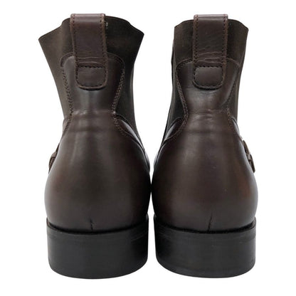 サルヴァトーレフェラガモ サイドゴアブーツ ストラップ ベルト レザー ブラウン サイズ11.5D Salvatore Ferragamo 約29.5cm【AFC43】