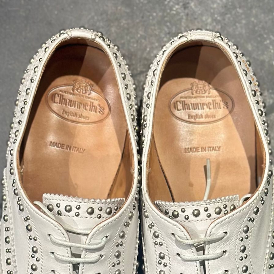 チャーチ レザーシューズ BURWOOD MET 2 スタッズ ウィングチップ  レディース ホワイトサイズ37 church's ビジネスシューズ 約23.5cm【LA】【中古】