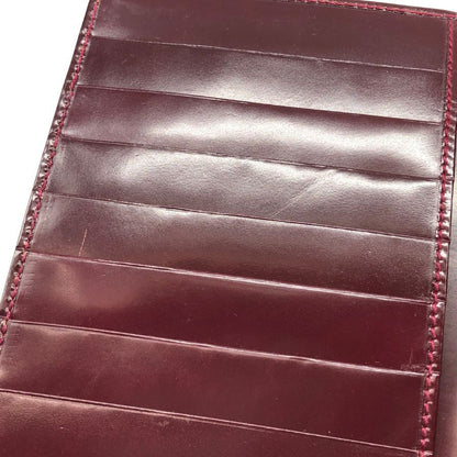 オールドグッチ フラップ付き二つ折り長財布 ボルドー レザー GUCCI【AFI19】