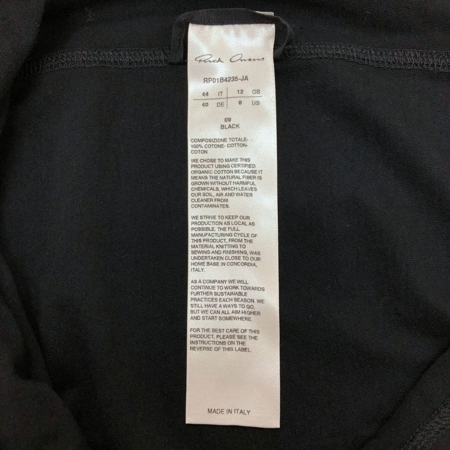 極美品◆リックオウエンス  半袖トップス Tシャツ FOGACHINE s/s 22 レデイース サイズ44 ブラック Rick Owens 【AFB45】