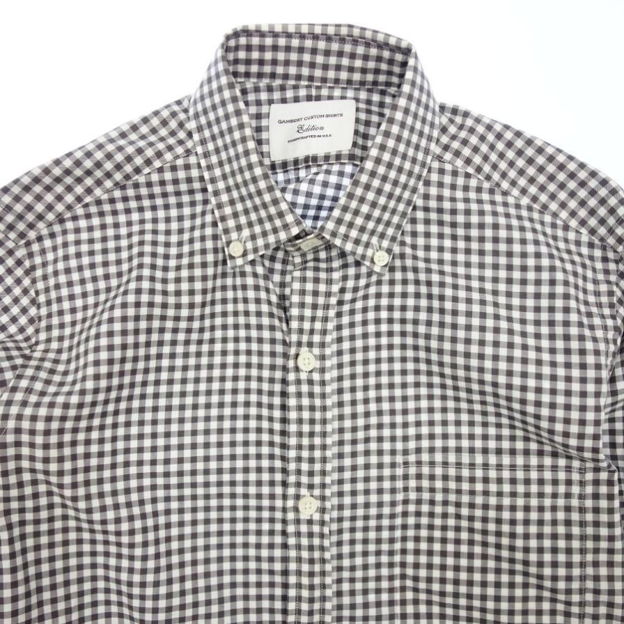 中古◆ギャンバート カスタム シャツ 長袖シャツ ギンガムチェック ボタンダウン メンズ S 茶系 GAMBERT CUSTOM SHIRT 【AFB45】