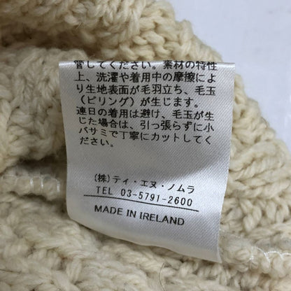 美品◆アラン ウーレンミルズ ニットセーター クルーネック ウール アイルランド製 メンズ サイズS ホワイト系 aran WOOLLEN MILLS 【AFB26】
