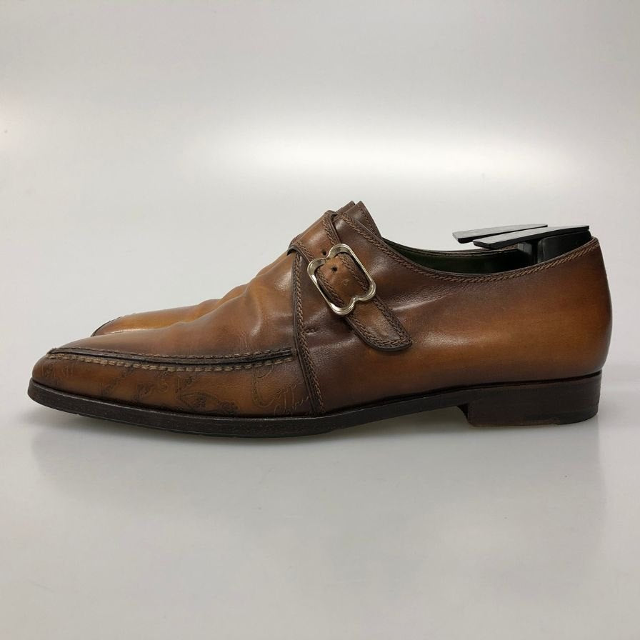 ベルルッティ カリグラフィー シングルモンク  サイズ 8 ブラウン  BERLUTI ビジネスシューズ 約26.5cm【LA】【中古】