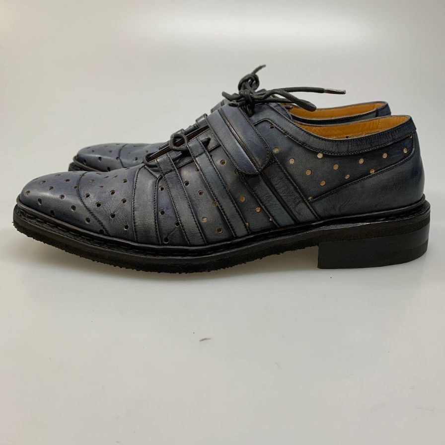 アーティスト―二 パンチングシューズ メンズ ブルー系 サイズ 7 a.testoni 約25.5cm【AFD9-2】