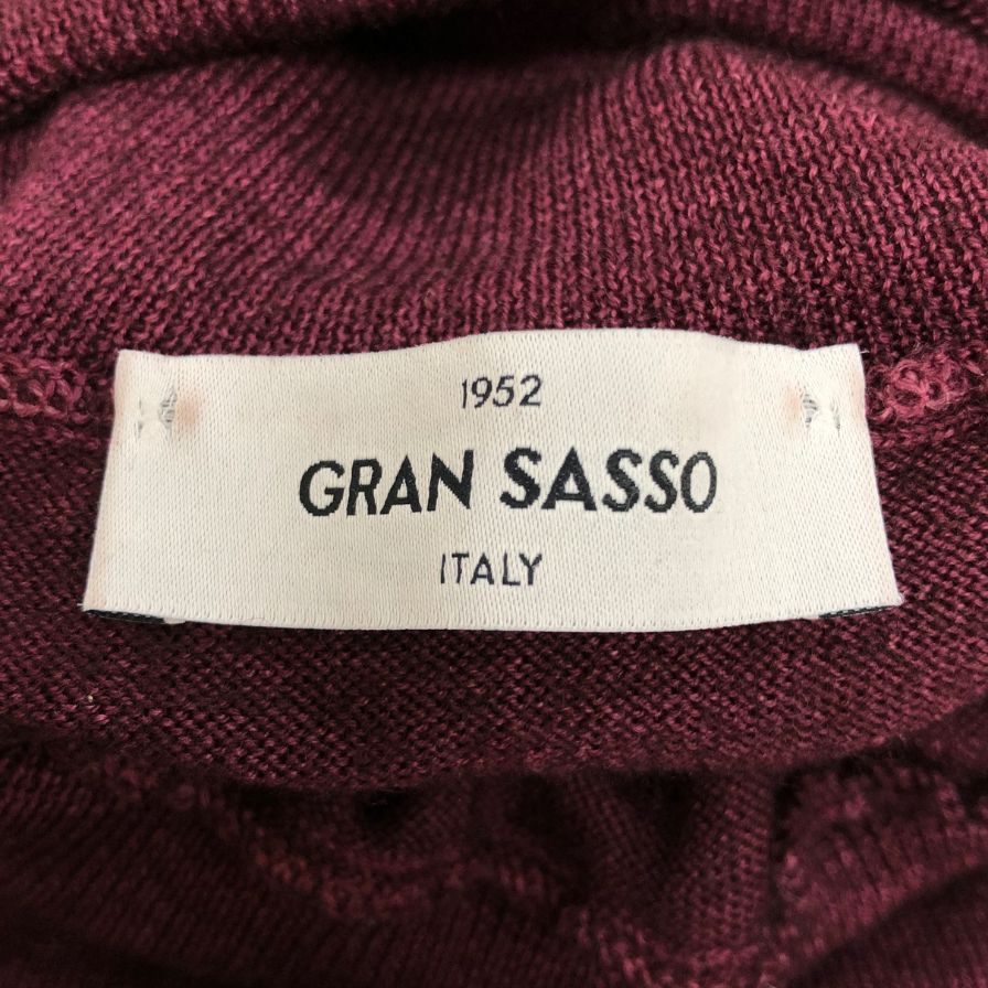 美品◆グランサッソ ニット セーター タートルネック ウール カシミヤ混 メンズ ボルドー系 サイズ52 Gran Sasso 【AFB15】
