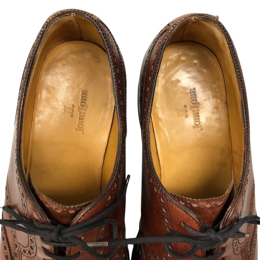 ジョンロブ レザーシューズ ダービー ウイングチップ カーフ ブラウン サイズ7.5 JOHN LOBB 約26.0cm【AFC46】