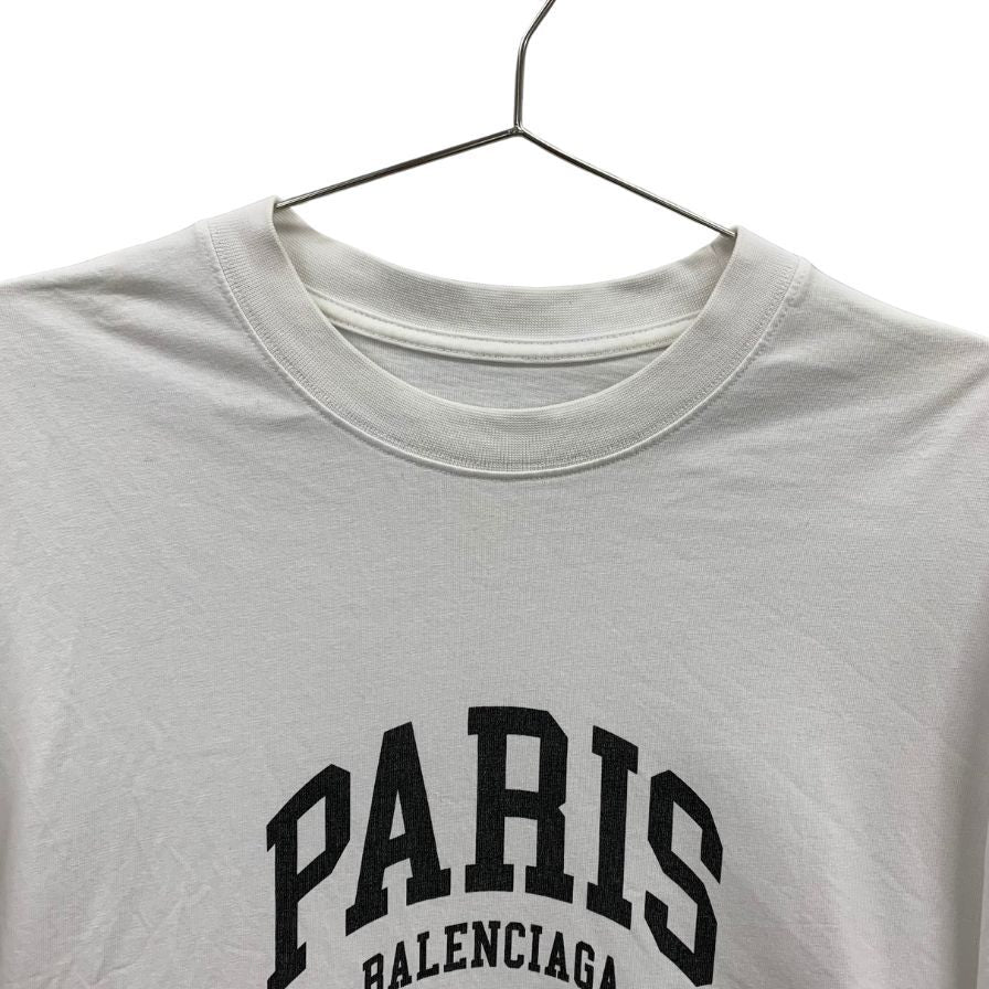 中古◆バレンシアガ Tシャツ PARISロゴ 612966 コットン ホワイト サイズL メンズ BALENCIAGA 【AFA14】