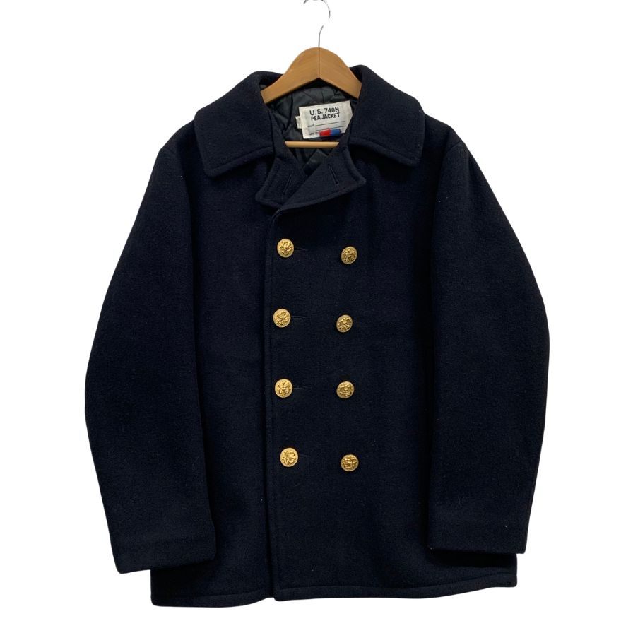 美品◆ショット ピーコート 金ボタン U.S. 740N PEA JACKET ネイビー メンズ サイズ40 SCHOTT 【AFA2】