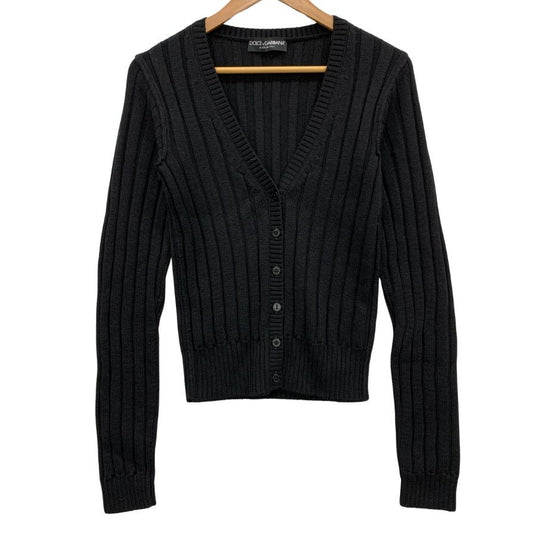 極美品◆ドルチェ&ガッバーナ カーディガン リブ ウール100% レディース サイズ40 ブラック DOLCE&GABBANA 【AFB3】