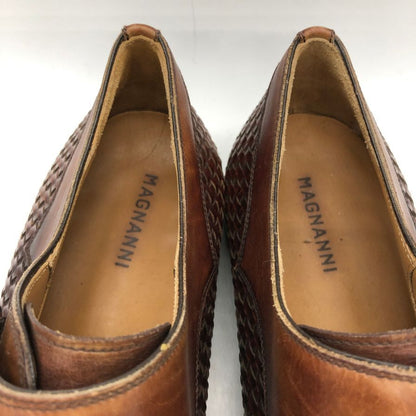 マグナーニ レザーシューズ シングルモンク ストラップ メッシュ レザー 編み込み ブラウン サイズ39 MAGNANNI 約24.5cm【PTM3】