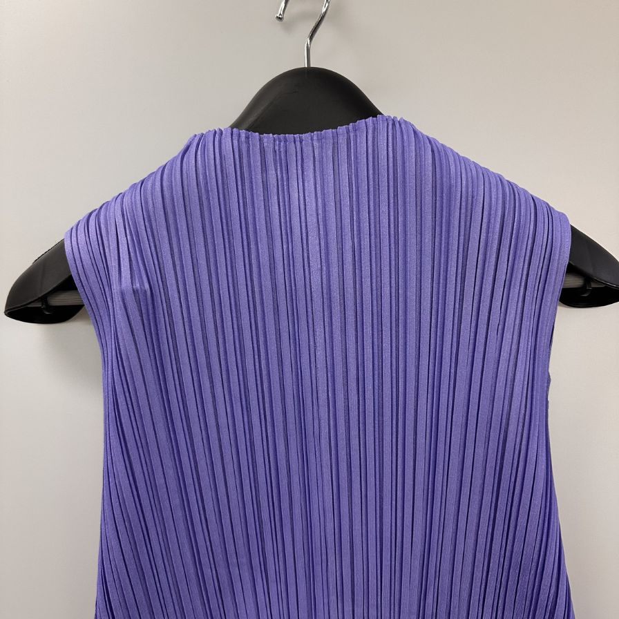 美品◆プリーツプリーズ ノースリーブ カットソー レディース パープル サイズ3 PP53-JK281 PLEATS PLEASE ISSEY MIYAKE 【AFB27】
