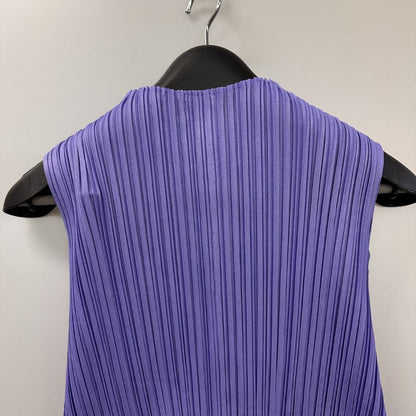 美品◆プリーツプリーズ ノースリーブ カットソー レディース パープル サイズ3 PP53-JK281 PLEATS PLEASE ISSEY MIYAKE 【AFB27】