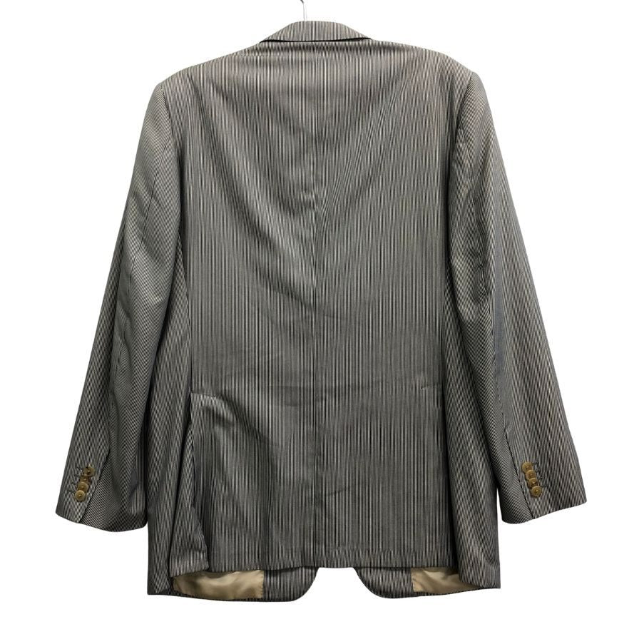 美品◆コルネリアーニ 3つボタン ジャケット ストライプ柄 シルク混 メンズ サイズ50 グレー系 CORNELIANI 【AFB46】