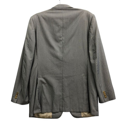 美品◆コルネリアーニ 3つボタン ジャケット ストライプ柄 シルク混 メンズ サイズ50 グレー系 CORNELIANI 【AFB46】
