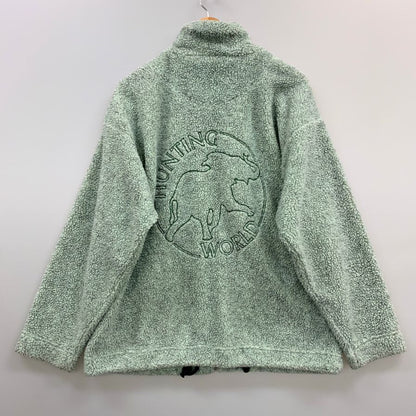 極美品◆ハンティングワールド ボアジャケット ジップアップ バックロゴ レディース ブルー系 サイズL HUNTING WORLD 【AFB20】