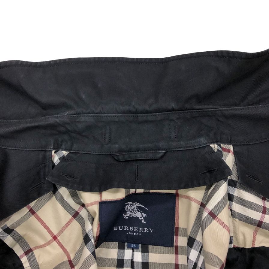 中古◆バーバリーロンドン トレンチコート 裏地チェック ブラック サイズ36 レディース BURBERRY LONDON 【AFB21】