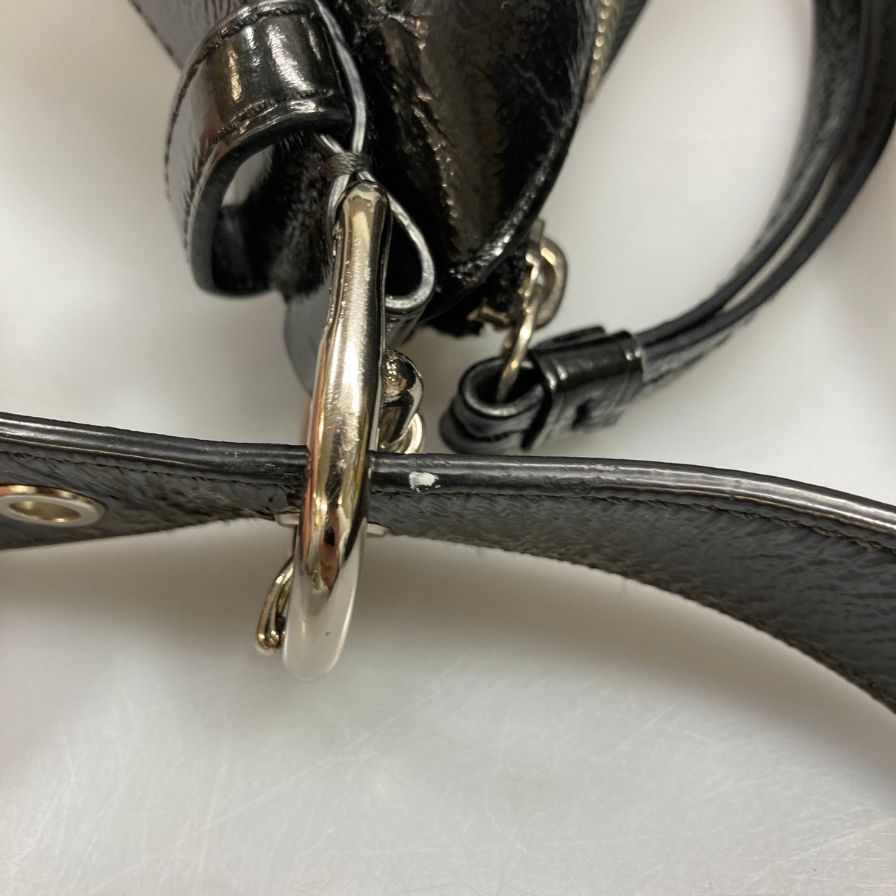 コーチ ハンドバッグ シグネチャー ワンショルダー ロゴ刻印 ガラスレザー レディース ブラック COACH【AFE10】